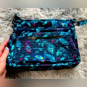 Lug Purse (Dark blue peacock pattern)